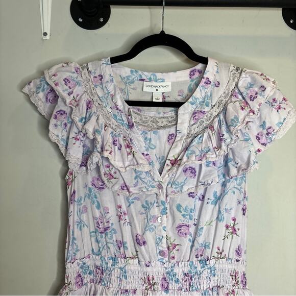 Love Shack Fancy X Target Lou Purple Floral Tiered Ruffled Mini Dress - Picture 4 of 8
